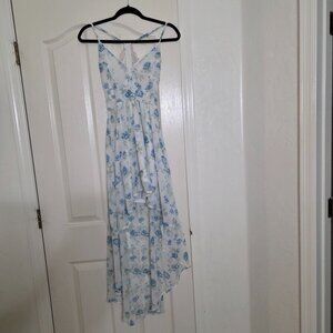 Rue 21 High Low Dress SZ XXS Lace Racerback Floral Chiffon V-Neckline